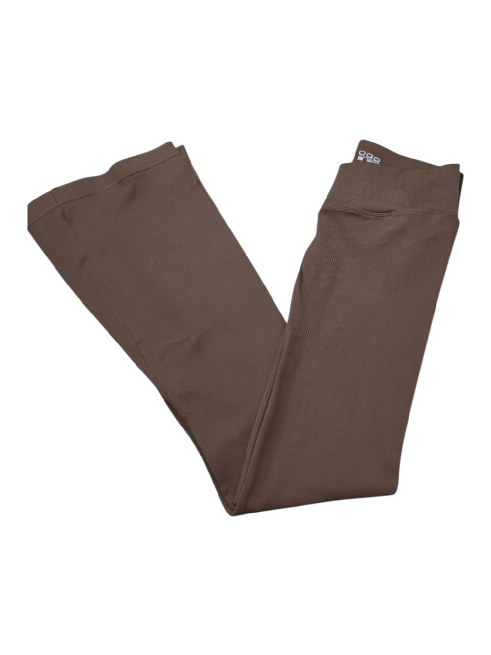 OQQ Ribbed Flare Leggings Brown Size Large High Waist Yoga Pants NWOT